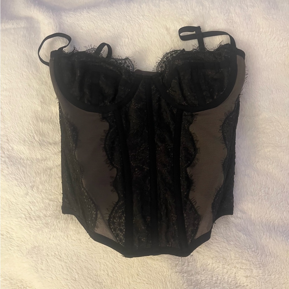 Urban Outfitters Black Lace Bustier Corset
